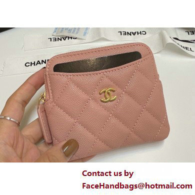 Chanel Grained Calfskin  &  Gold-Tone Metal Zip Coin Purse AP2061 Light Pink 2025